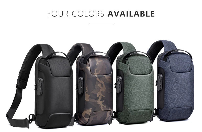 WEIXIER Shoulder Bag for UniSex, Waterproof, USB, UniSex Crossbody bag Anti-Theft, Short Travel Messenger Sling Fashion Designer Chest Bag