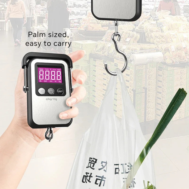 60kg 10g Portable Digital Weight Scale Electronic Luggage Scale Battery/USB Charging LCD Hanging Hook Scale Weighing Balance