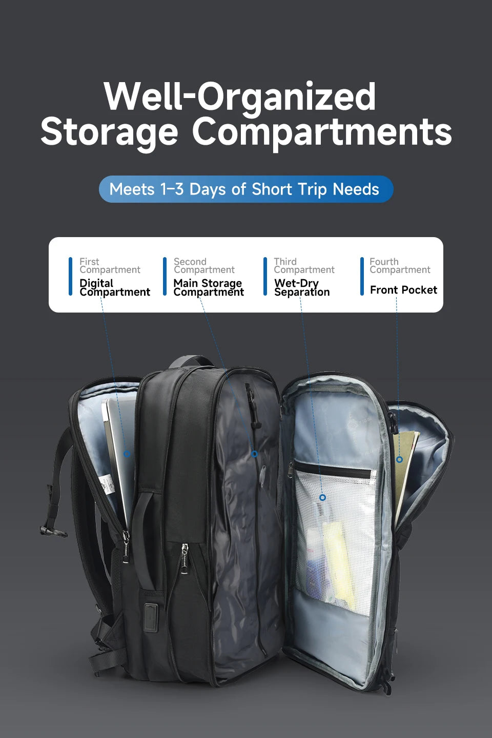 Tigernu Vacuum Compression Backpacks Men Travel Backpack
