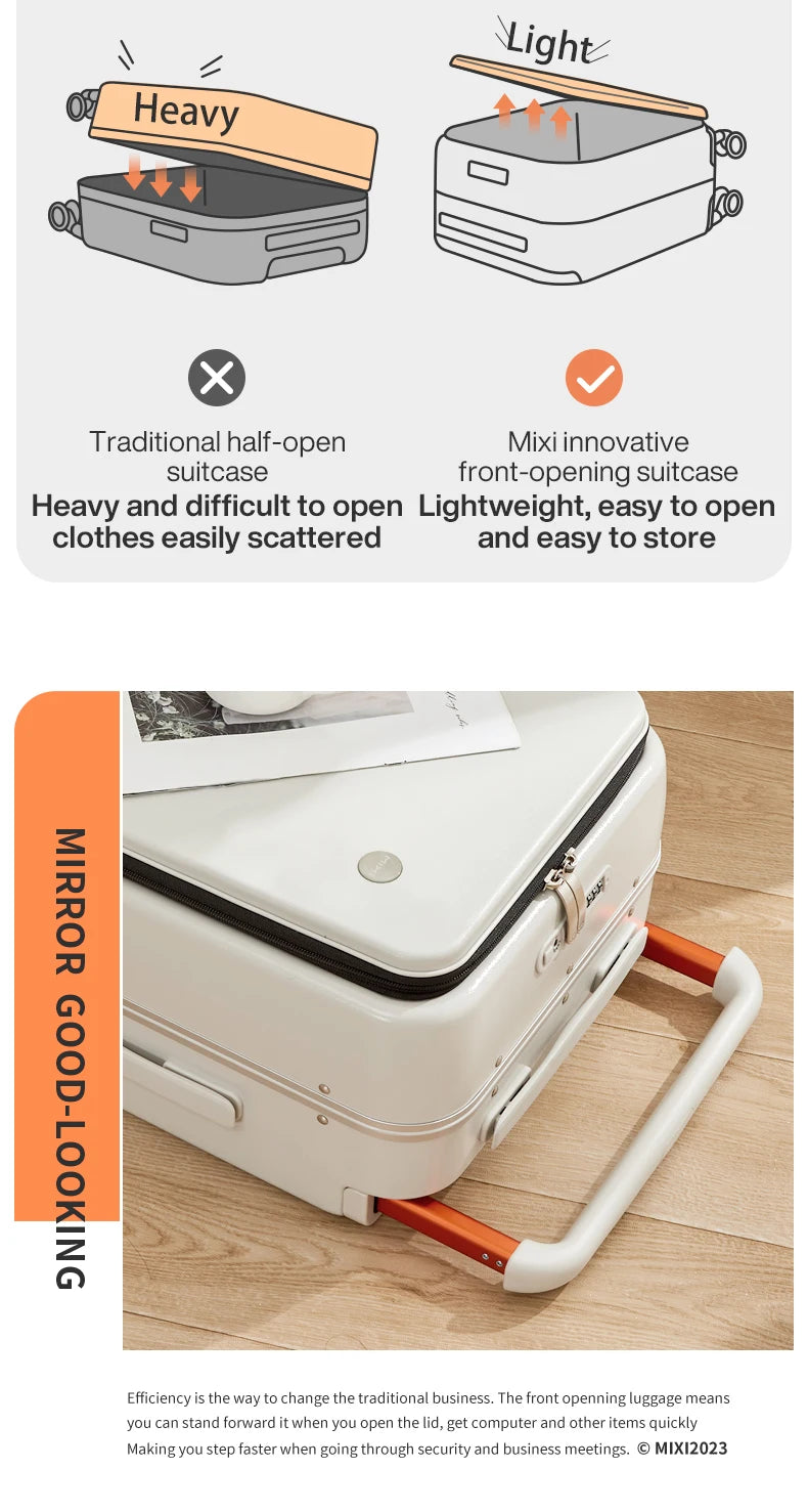 Mixi New Design Wide Handle Suitcase UniSex Carry-On Luggage