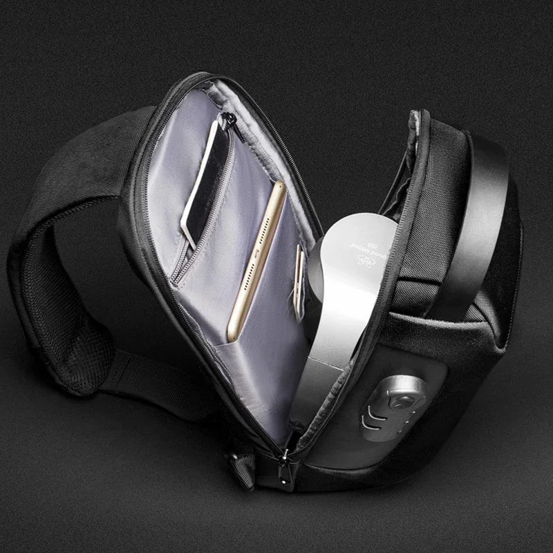 WEIXIER Shoulder Bag for UniSex, Waterproof, USB, UniSex Crossbody bag Anti-Theft, Short Travel Messenger Sling Fashion Designer Chest Bag