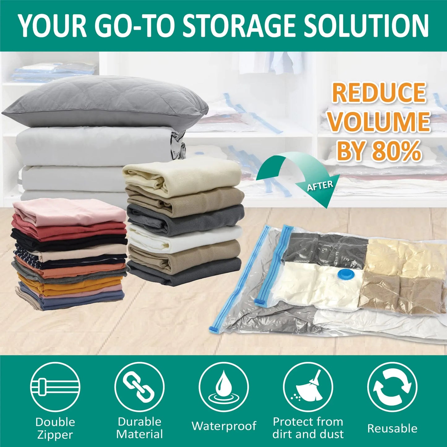 Vacuum Storage Bags Space Saver Bags Compression for Comforters and Blankets