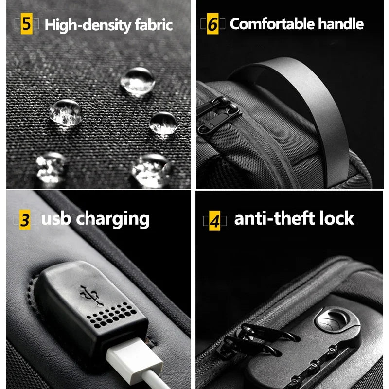 WEIXIER Shoulder Bag for UniSex, Waterproof, USB, UniSex Crossbody bag Anti-Theft, Short Travel Messenger Sling Fashion Designer Chest Bag