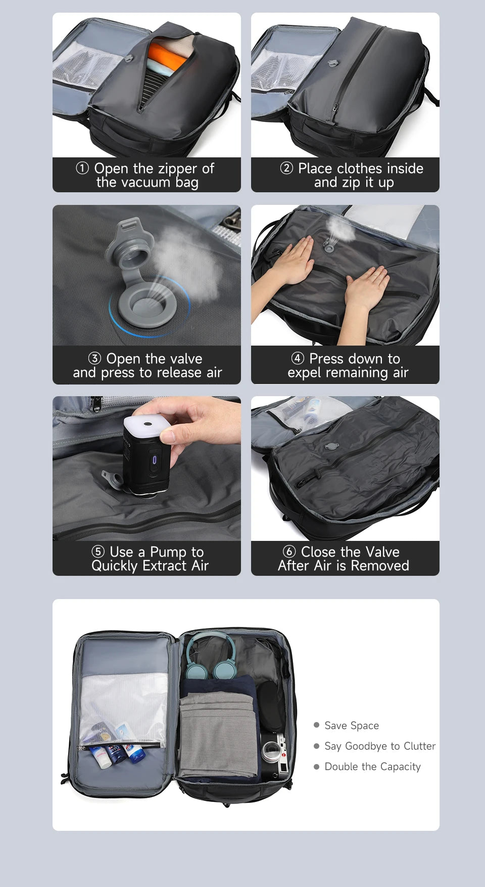Tigernu Vacuum Compression Backpacks Men Travel Backpack