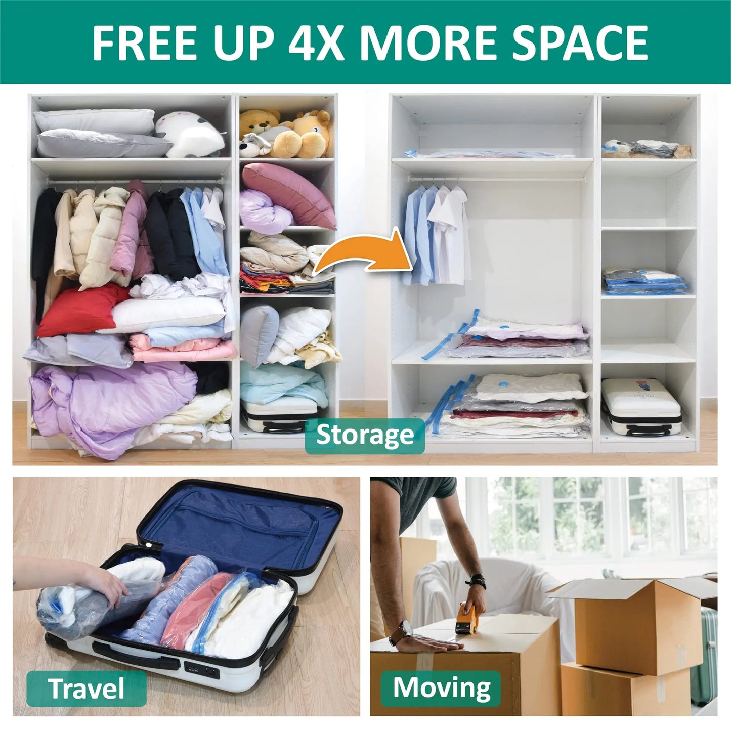 Vacuum Storage Bags Space Saver Bags Compression for Comforters and Blankets