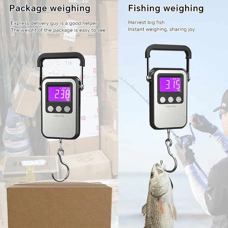 60kg 10g Portable Digital Weight Scale Electronic Luggage Scale Battery/USB Charging LCD Hanging Hook Scale Weighing Balance