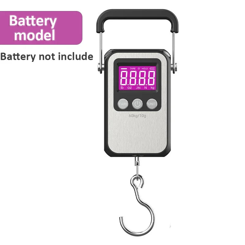 60kg 10g Portable Digital Weight Scale Electronic Luggage Scale Battery/USB Charging LCD Hanging Hook Scale Weighing Balance