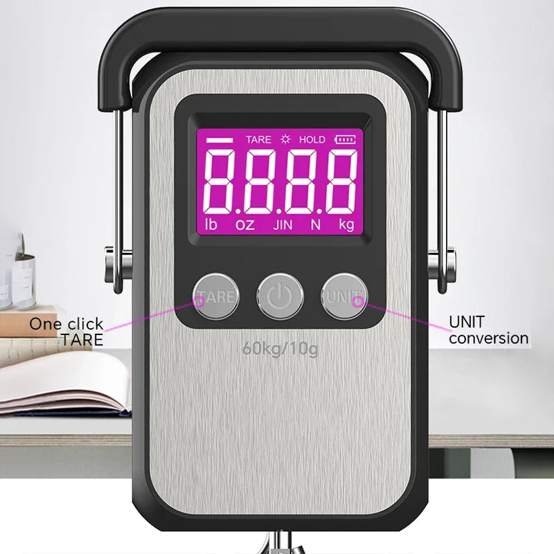 60kg 10g Portable Digital Weight Scale Electronic Luggage Scale Battery/USB Charging LCD Hanging Hook Scale Weighing Balance