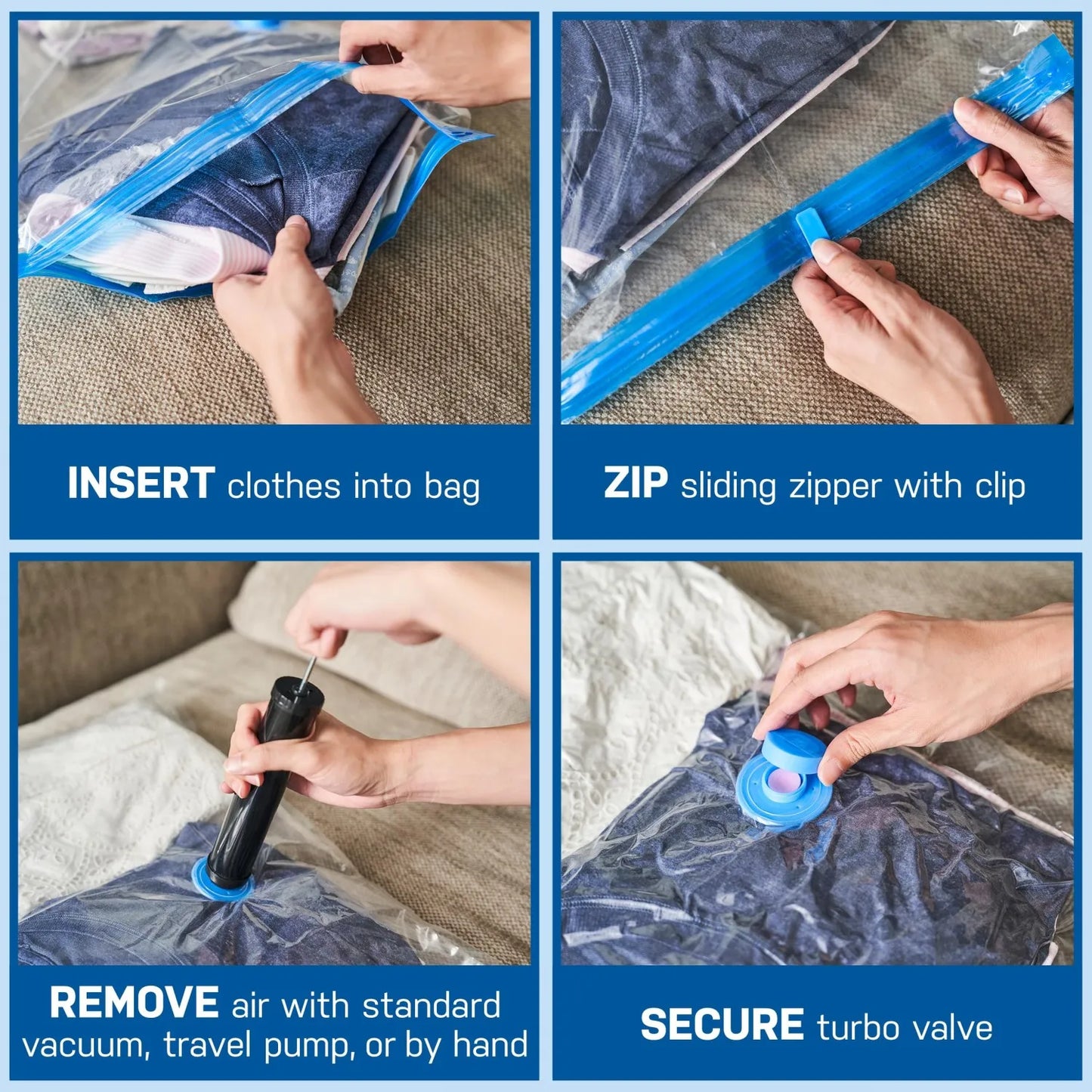 Vacuum Storage Bags Space Saver Bags Compression for Comforters and Blankets