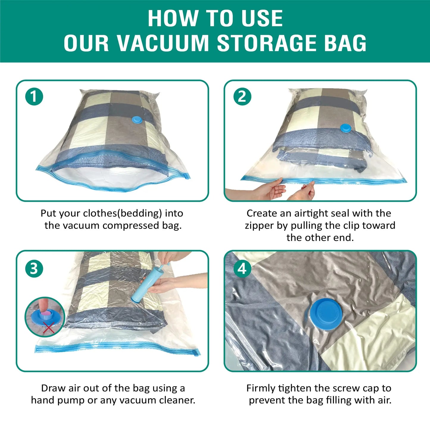 Vacuum Storage Bags Space Saver Bags Compression for Comforters and Blankets