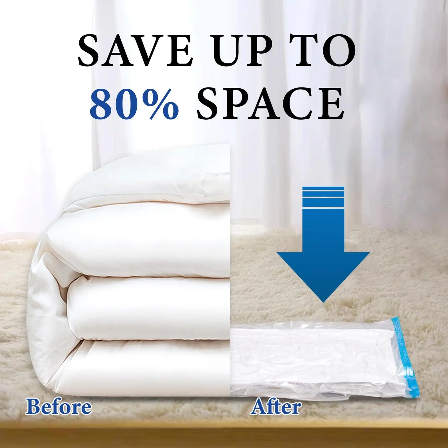 Vacuum Storage Bags Space Saver Bags Compression for Comforters and Blankets